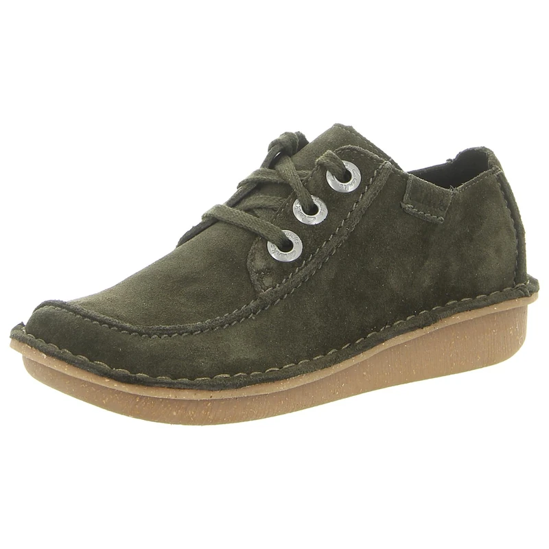 Clarks Womens Funny Dream Sneaker, Dark Green Suede, 4 UK