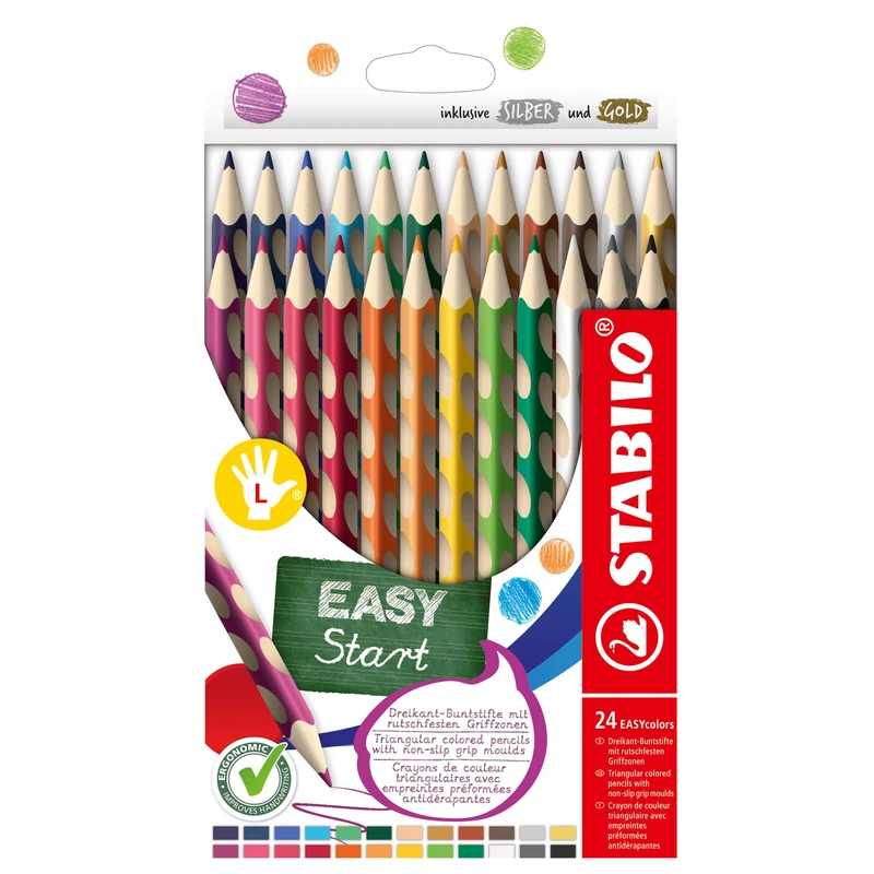 STABILO EASYcolors Left-Handed Ergonomic Colouring Pencils - 24 Pack