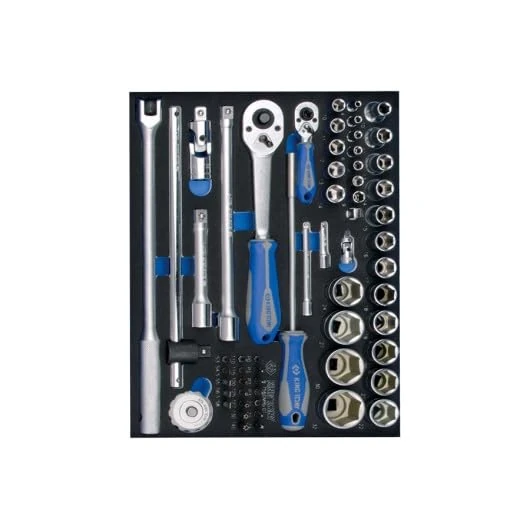 King Tony 97560MRV01 Module Espuma Sockets 1/4" & 1/2" Y Accesorios for DIYers & Professionals, Made for Repair and Installation tasks, 60 Pieces