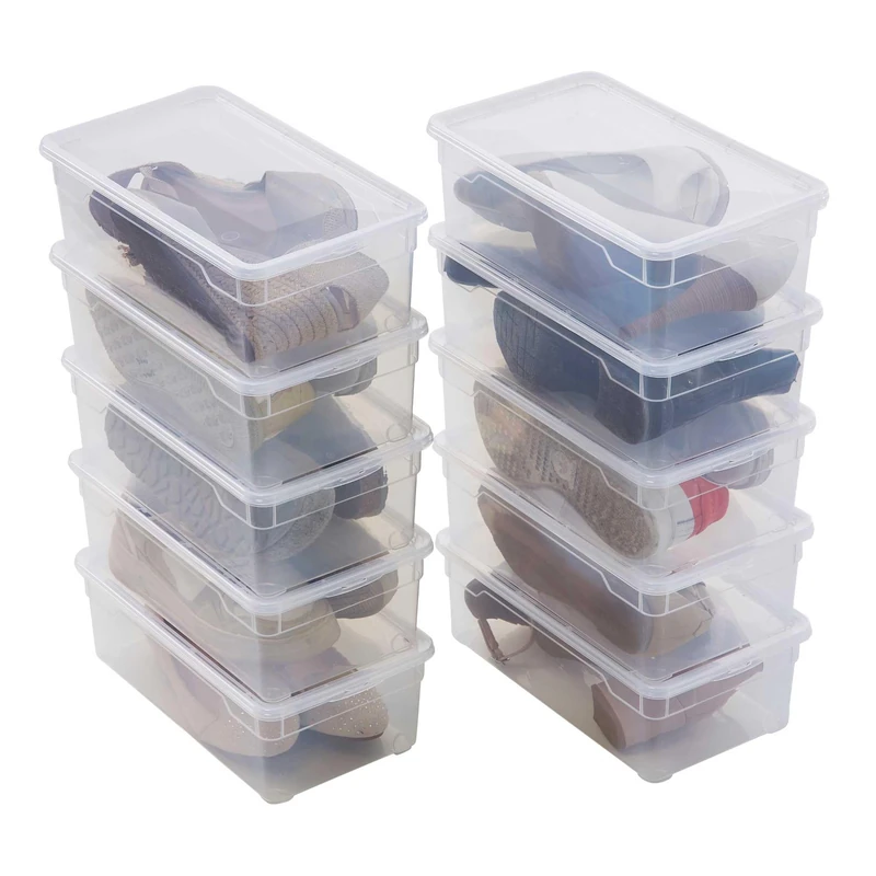 Sundis Clear Box 5L Clear Plastic Storage Boxes with Lid Stackable Stackable for Women Shoes Pack of 10