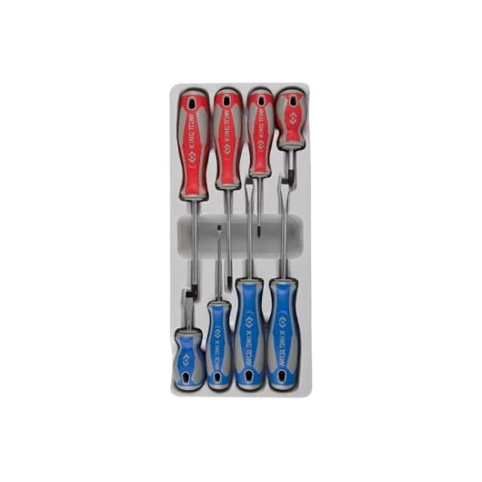 KING TONY 33108MR Set Destornilladores for DIYers & Professionals, Ideal for Repair, Installation and Workshop tasks, 8 Pieces