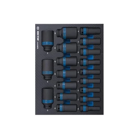 Foam Module + PP 19 Pieces Long Impact sockets 1/2 inch - Image 1