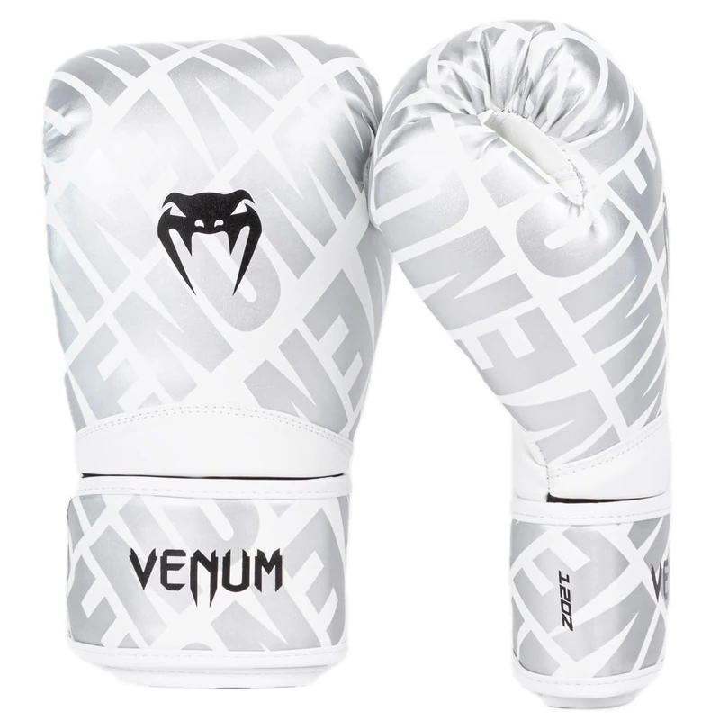Venum, Contender 1.5 XT Boxing Gloves, Unisex Adult, 14 Oz, White/Silver