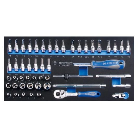 King Tony 92550MRV Module Espuma 1/4" Sockets Y Accesorios for DIYers & Professionals, Built for Repair and Installation tasks, 50 Pieces