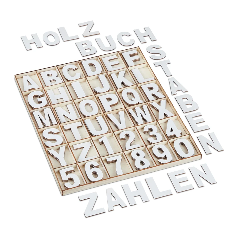 Relaxdays Wooden Letter and Number Set - 144 Pieces White Wood