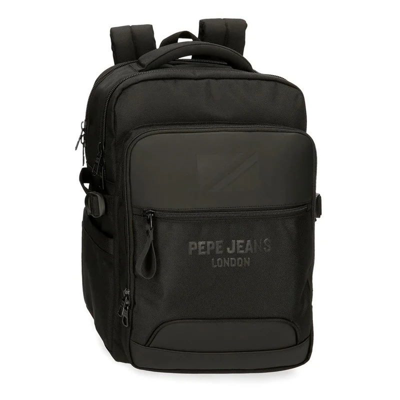 Pepe Jeans Bromley Laptop Backpack Black 28x40x16cm Polyester 17.92L, Black/White, One Size, Laptop Backpack