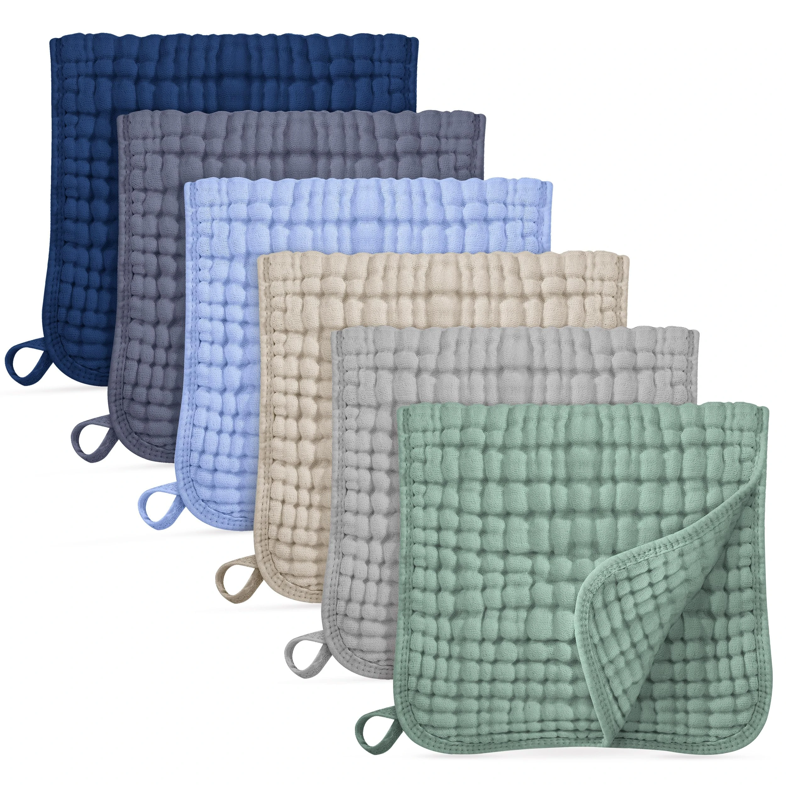Unnivoll Muslin Cloths for Baby 100% Cotton Muslin Squares Burp Cloths Baby Essentials for Newborn Boys Girls Large 50x25CM Extra Soft and Absorbent 6 Pack - Multicolor