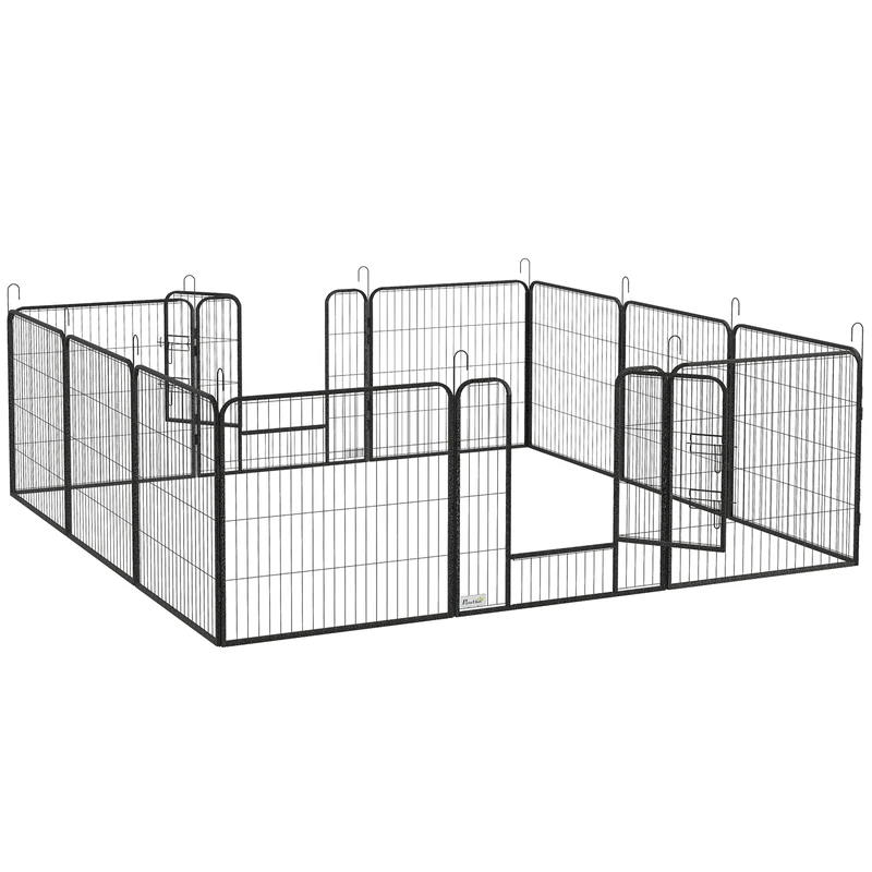 PawHut Dog Pen 12 Panels Puppy Pen Heavy Duty Pet Playpen for Indoor Outdoor for Dogs, Rabbits, Ducks 80cm High