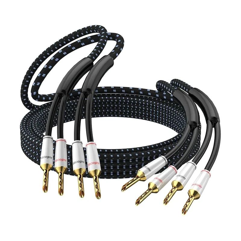 Tertullus 1 Pair Of High-End Speaker Cables OFC Silver-Plated With Banana Plugs Hifi Speaker Cables For Home Cinema, Amplifiers, Loudspeakers, Hifi Systems (Banana Plug To Banana Plug 3m)