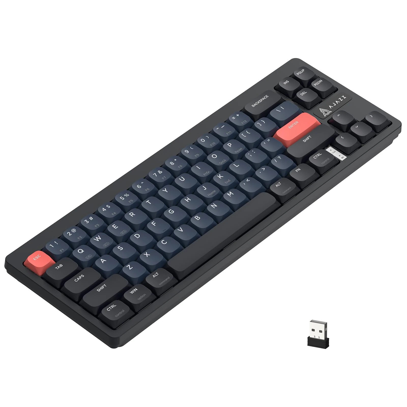AJAZZ AKL680 Mechanical Keyboard, 68% Low Profile Wireless, Dual Mode Bluetooth 5.0 & 2.4G, Full Anti-Ghosting for PC Mac Laptop - Black Red Switch
