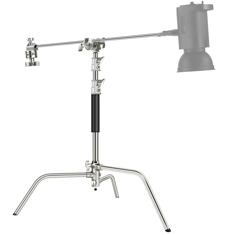 NEEWER Pro 100% Stainless Steel Heavy Duty C Stand with Boom Arm, Max Height 68"/172cm Photography Light Stand with 2.7ft/83cm Holding Arm, 2 Grip Head for Studio Monolight, Softbox, Reflector, SC172