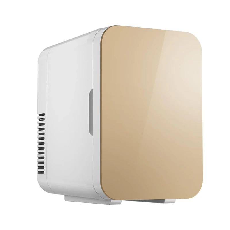EPG Mini Fridge, 6L Portable Mini Cooler and Warmer for Drinks, Mini Drinks Fridge with Fridge for Bedroom, Car, Drinks, Beauty, Skin Care, Travelling, Food (Gold)