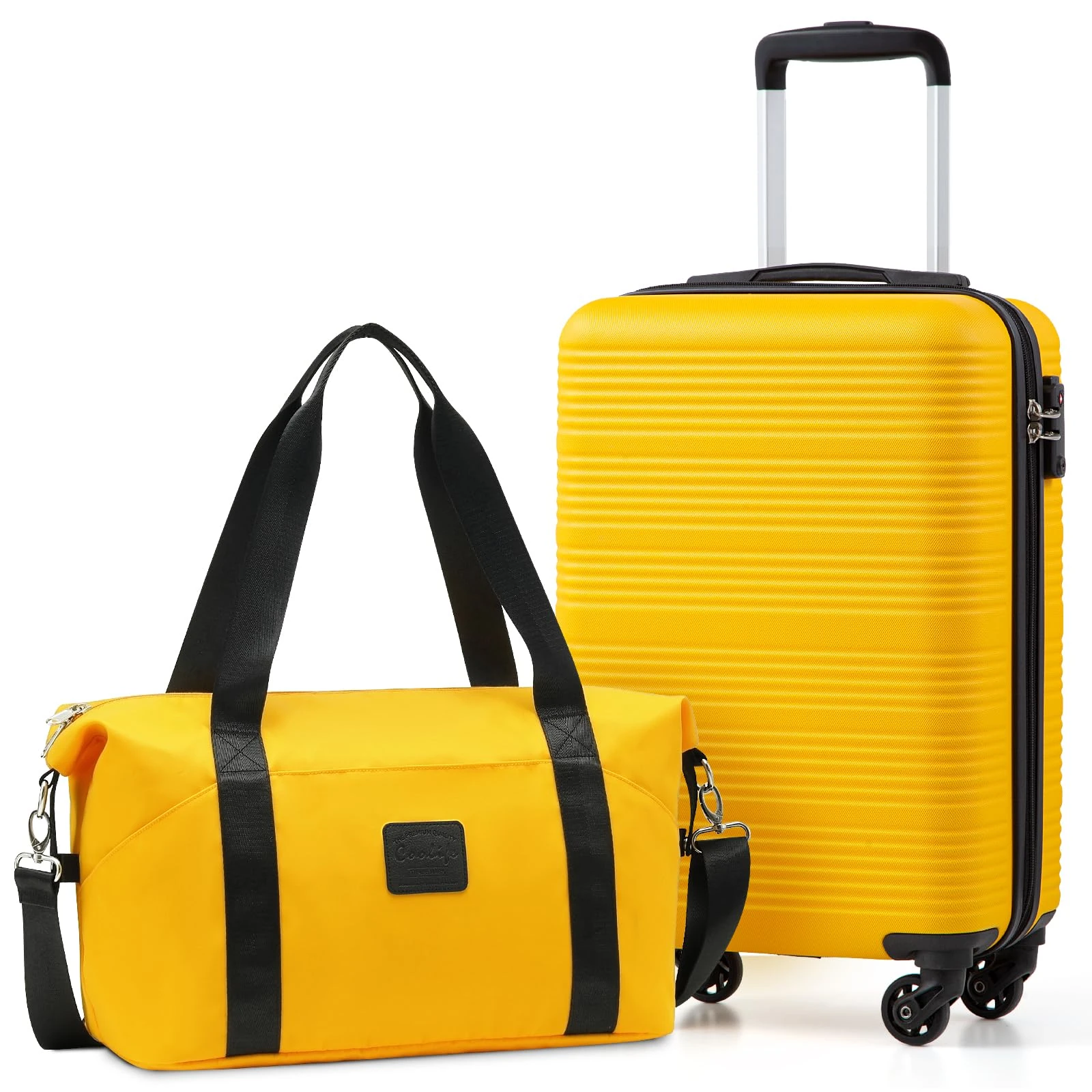 COOLIFE Cabin Suitcase, 55×35×20cm Cabin Luggage and Ryanair Underseat Bag 40×25×20-20L for Ryanair Hand Luggage with 4 Wheels, Telescopic Handle & TSA Lock | Lightweight Carry On Suitcase