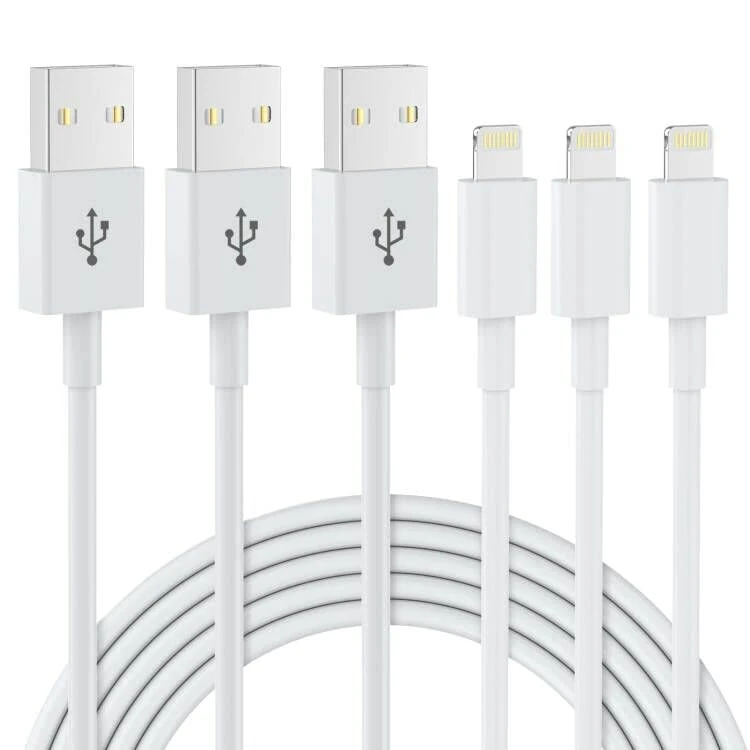3 Pack iPhone Charger Cable 1.8M [Apple MFi Certified] Lightning to USB Cable Lead 6 Foot, 2.4A Fast Charging Cable for iPhone 14 13 12 11 Pro Max XS XR X 8 7 6 Plus 5, iPad and iPod (4)