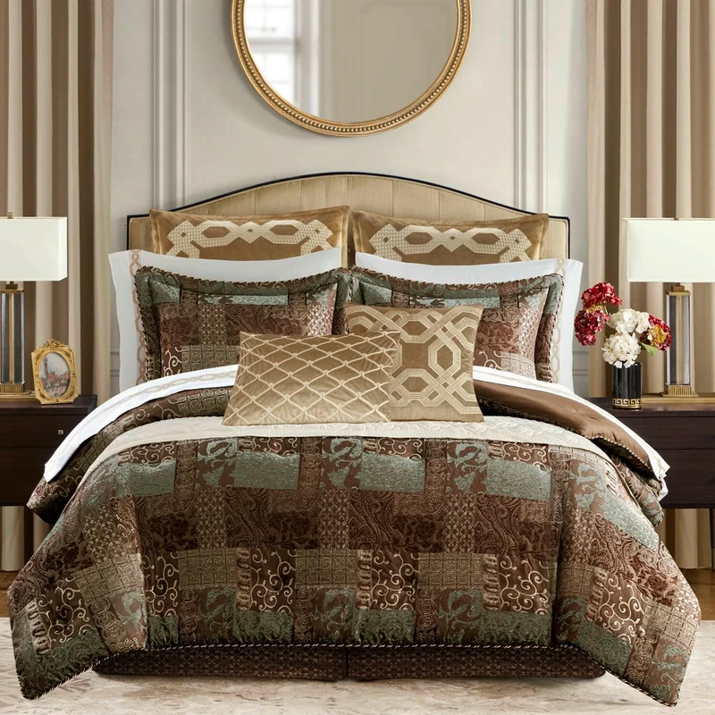 CROSCILL Galleria 4 Piece Brown Comforter Set Queen/Brown