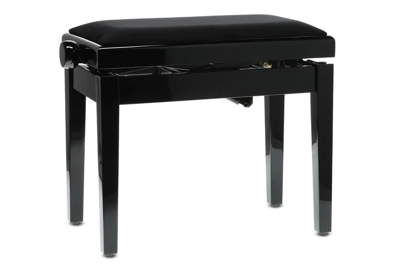 GEWA piano bench Deluxe Autolift with comfortable height adjustment, solid wood, high-gloss black