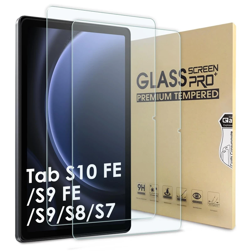 Bighan 2 Pack Screen Protector Compatible with Samsung Galaxy Tab S9 FE 10.9"/ S10 FE/ S10 Lite, 9H Hardness Tempered Glass Film Clear Anti-Bubble Full Coverage foil Compatible with Galaxy Tab S9
