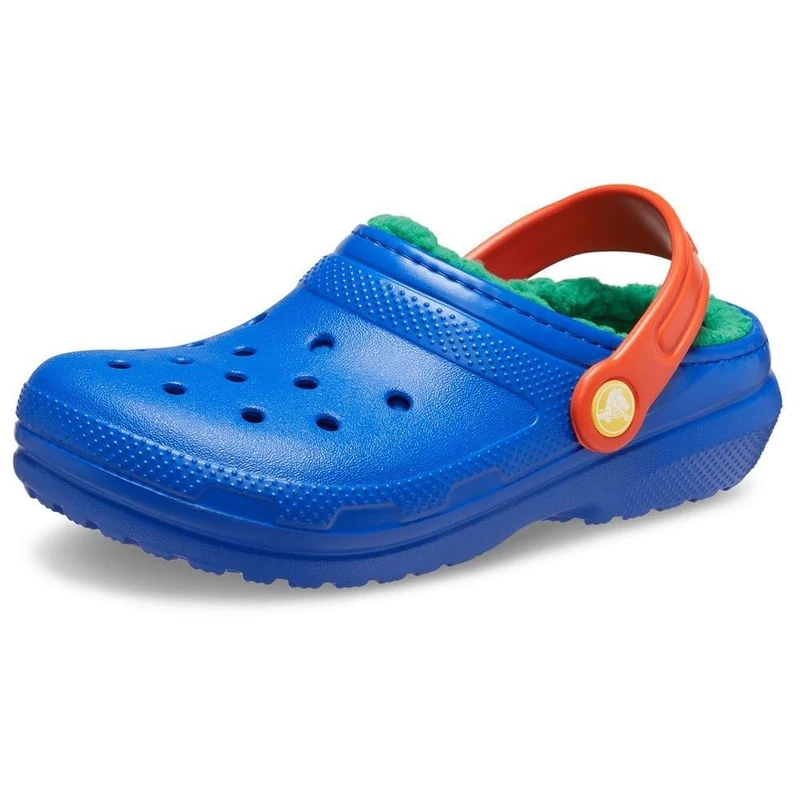 Crocs Kids Clogs, Classic Lined Clog T, Blue Bolt/Multi,4 UK Child