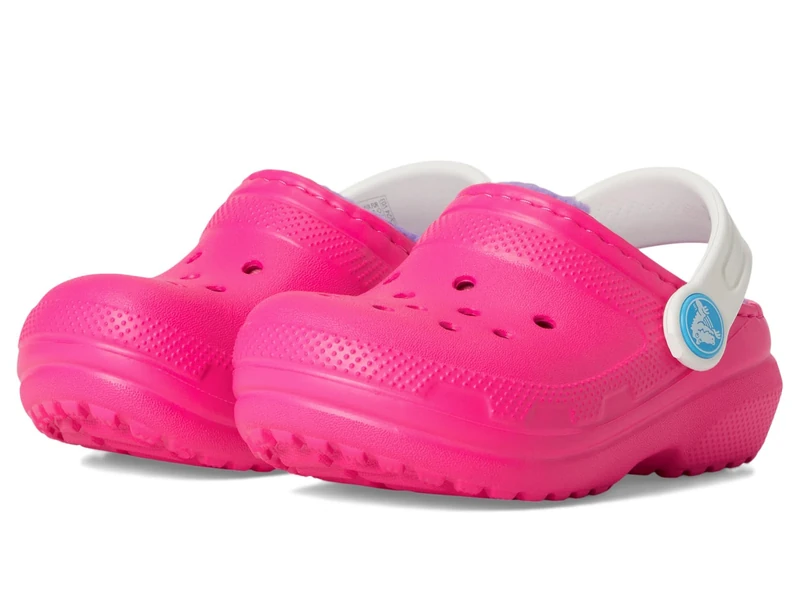 Crocs Kids Clogs, Classic Lined Clog T, Pink Crush/Multi,6 UK Child