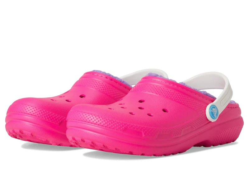 Crocs Kids Clogs, Classic Lined Clog K, Pink Crush/Multi,3 UK