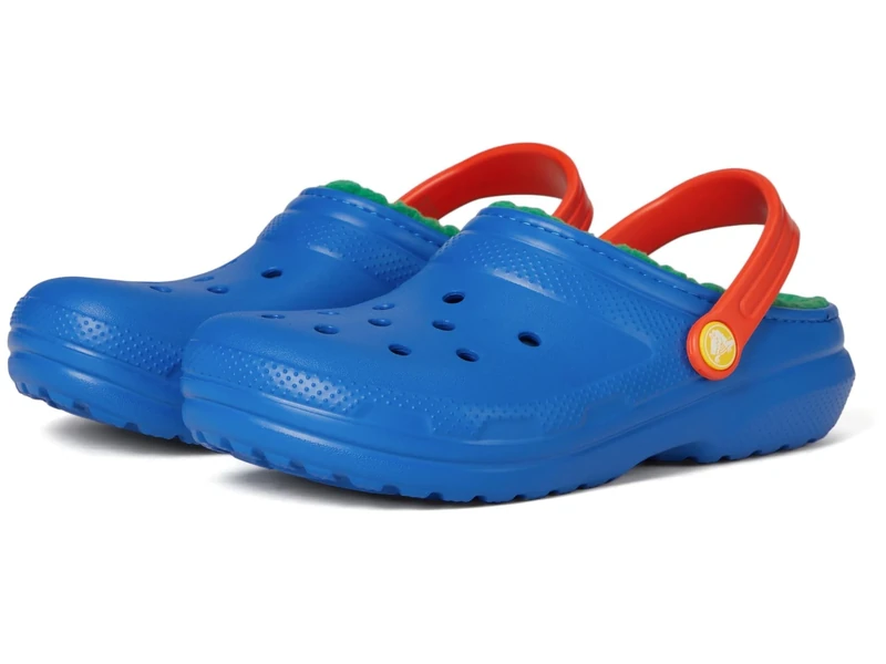 Crocs Kids Clogs, Classic Lined Clog K, Blue Bolt/Multi,5 UK