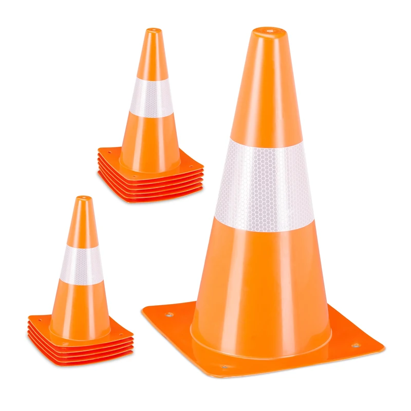 Relaxdays Safety Cones, Set of 12, Football, Dog Training, Marking Traffic, 31 cm, Sports, Fitness, Reflective, orange