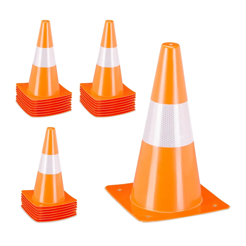 Relaxdays Safety Cones, Set of 24, Football, Dog Training, Marking Traffic, 31 cm, Sports, Fitness, Reflective, Orange, 31 x 18.5 x 18.5 cm
