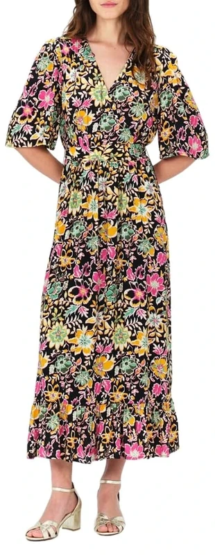 Caroll Short-Sleeved Long Dress, Bougainvillea, UK 8