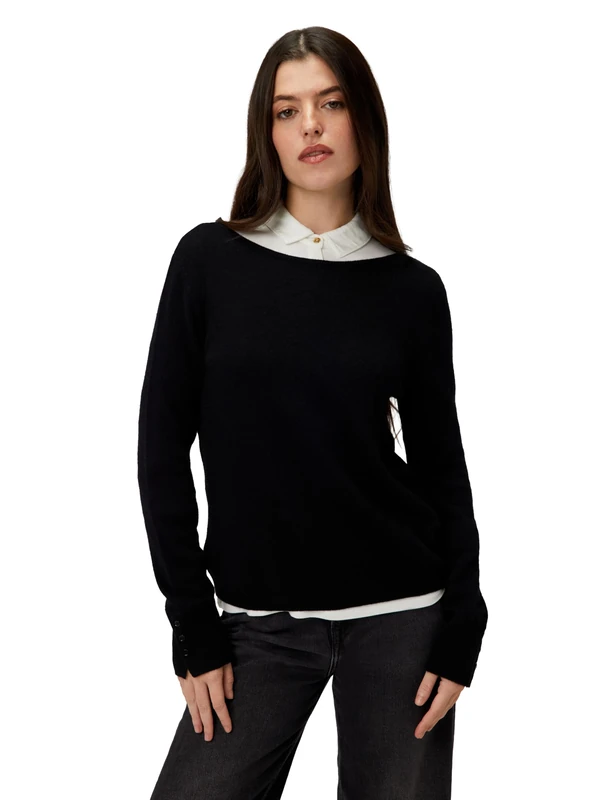 Caroll Women's Jumper 100% Cashmere Boat Neck, Black, UK 10-12