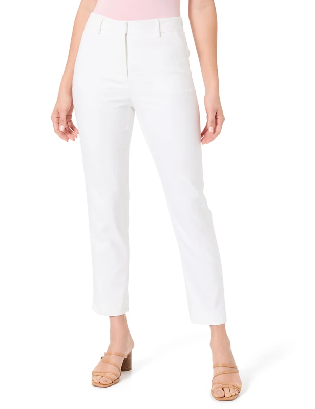 Caroll 7/8 Cigarette Cropped Trousers, Ivory, UK 8 - Image 1