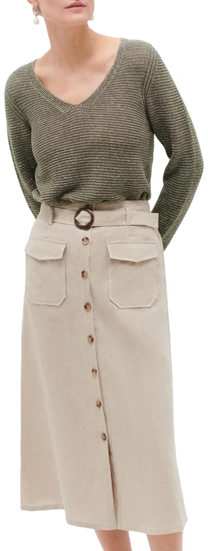 Caroll Midi Linen Skirt, Taupe, UK 8