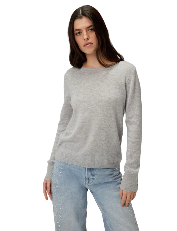 Caroll Women's Jumper 100% Cashmere, Boat Neckline, Pearl Grey, UK 4