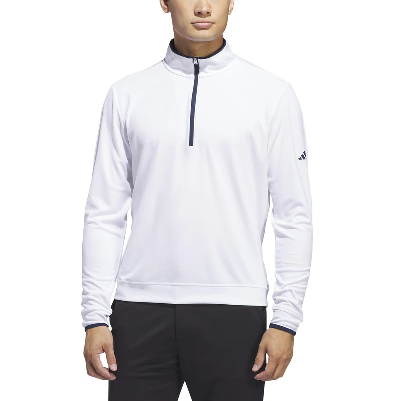 adidas Men's Lightweight Half-Zip Top Sweatshirt, white, XL