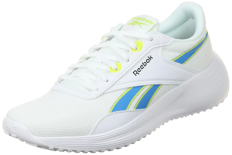 Reebok LITE 4 White/KINETICBLUE/Acid Yellow Male Running Shoes