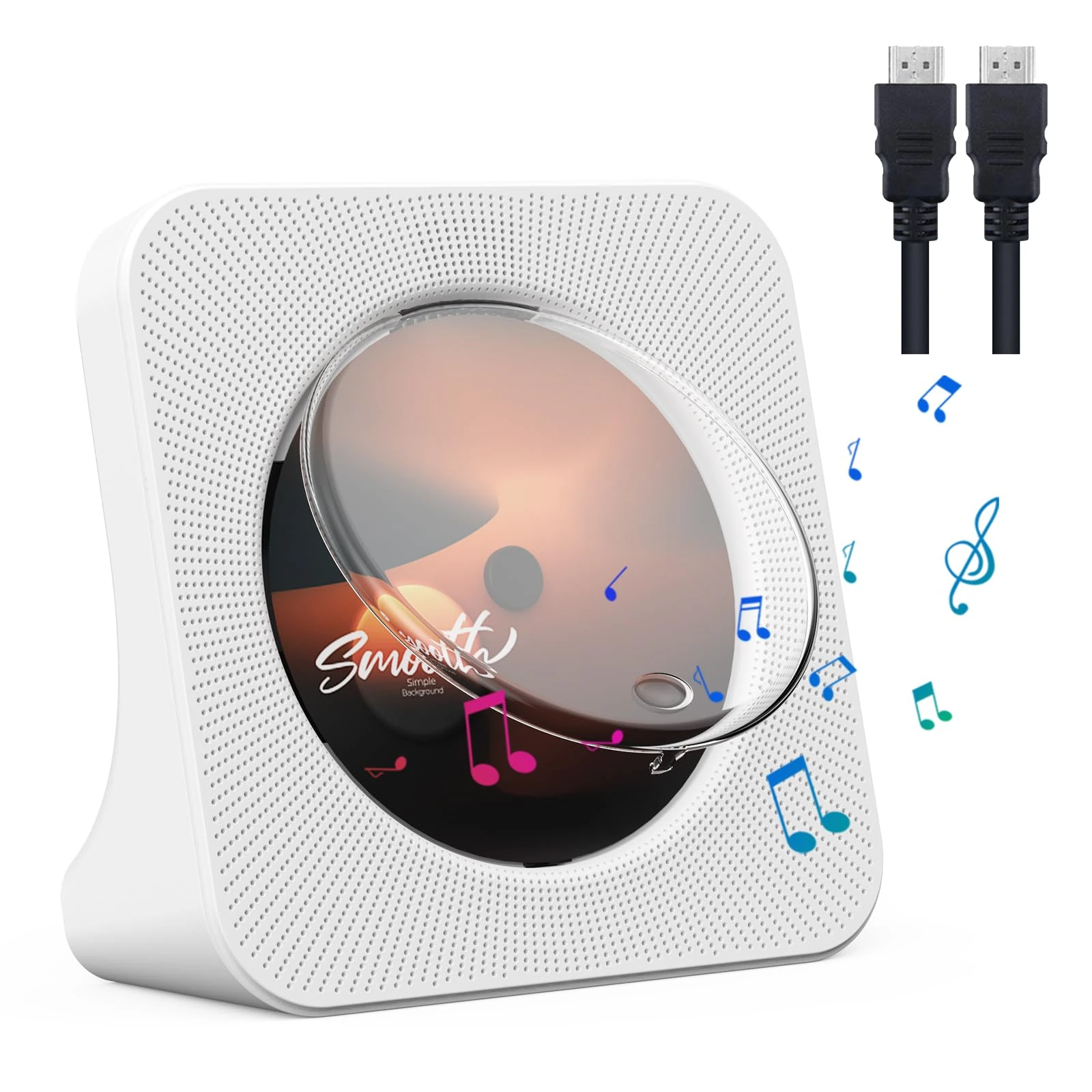 KOVCDVI DVD Player for TV DVD Player HDMI CD Player with Bluetooth 5.0 Desktop CD Player with Speakers Remote Control Dust Cover Display FM Radio Timer USB AUX Headphone Port