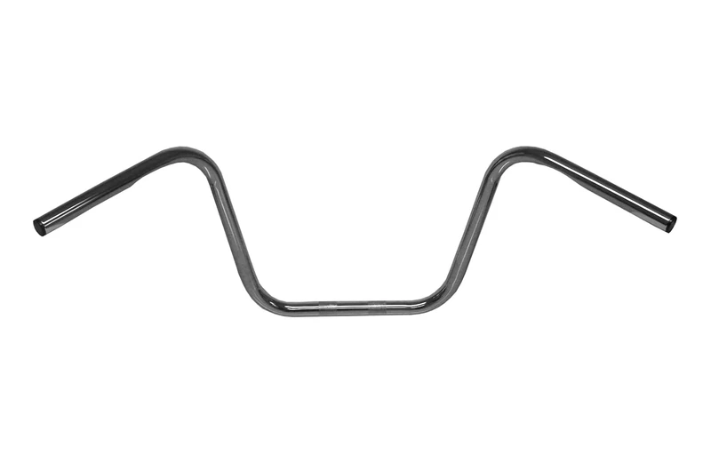 Motorcycle Handlebars 1' in chrome, 10' rise without dimples, universal fit, 33" long