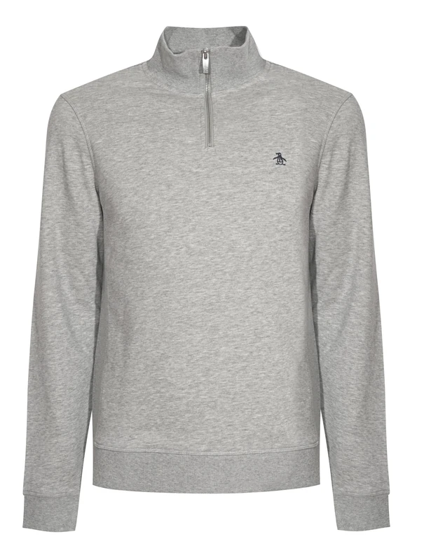 Original Penguin - Men’s Quarter Zip Sweatshirt, Sticker Pete, Organic Cotton Fleece, Long Sleeve, Yale, Medium - Image 1
