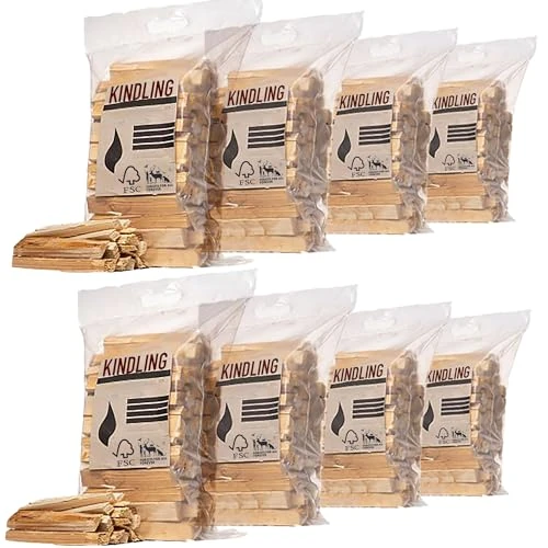 Kindling Wood, Hot Kiln Dried Bags. Fire Starting Twigs for Open fires, charcoal, Hot Wood Burning Stoves, BBQ's, Log Burners, Camping Fires, Fire Pits & Pizza Ovens (8 Bags)