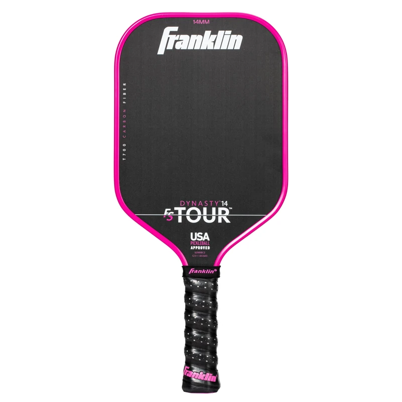 Franklin Sport Pro Pickleball Paddle - FS Tour Series Carbon Fiber - Official USA Pickleball (USAPA) Approved - Dynasty Pro Player - 14mm Polymer Core - Pink