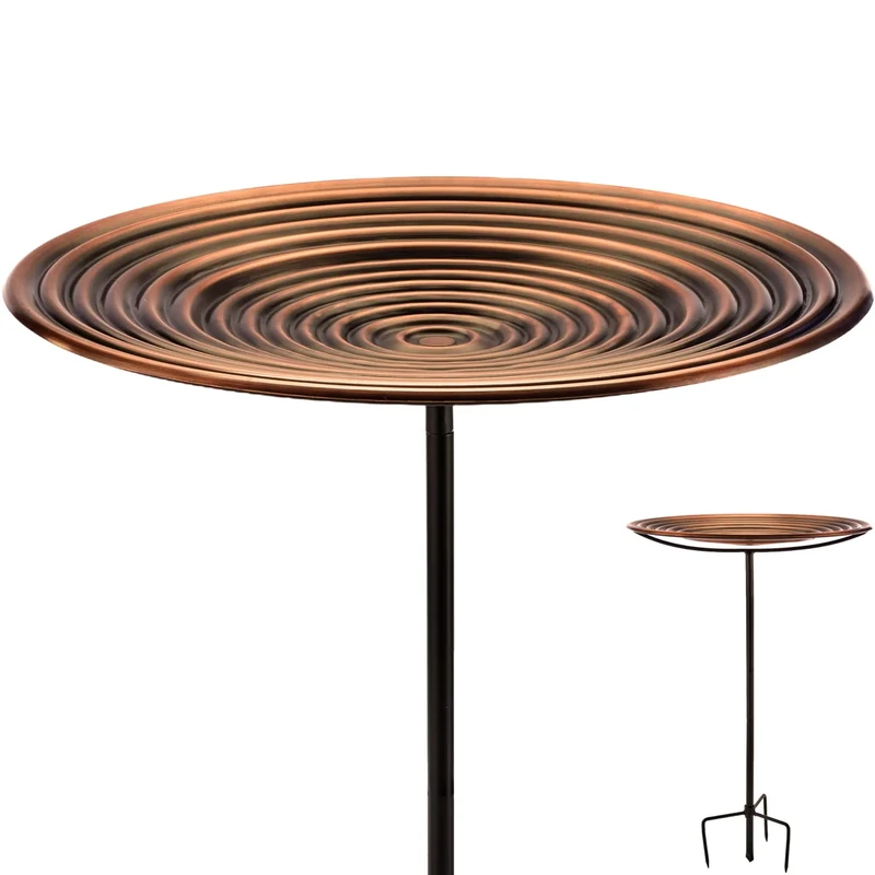 Good Directions Garden Pole Stake Ripples Bird Bath Water Fountain for Outside Backyard, Outdoor, Patio, Garden, Birdbath Feeder Gift for Bird Lovers Watchers, Large 20" Bronze Copper Metal