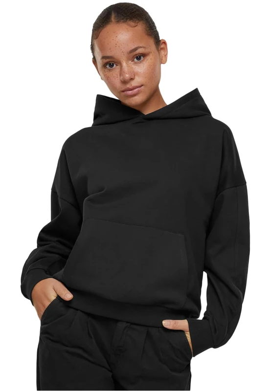 Urban Classics Women's Ladies Organic Oversized Hoody Hooded Sweatshirt, Black, L