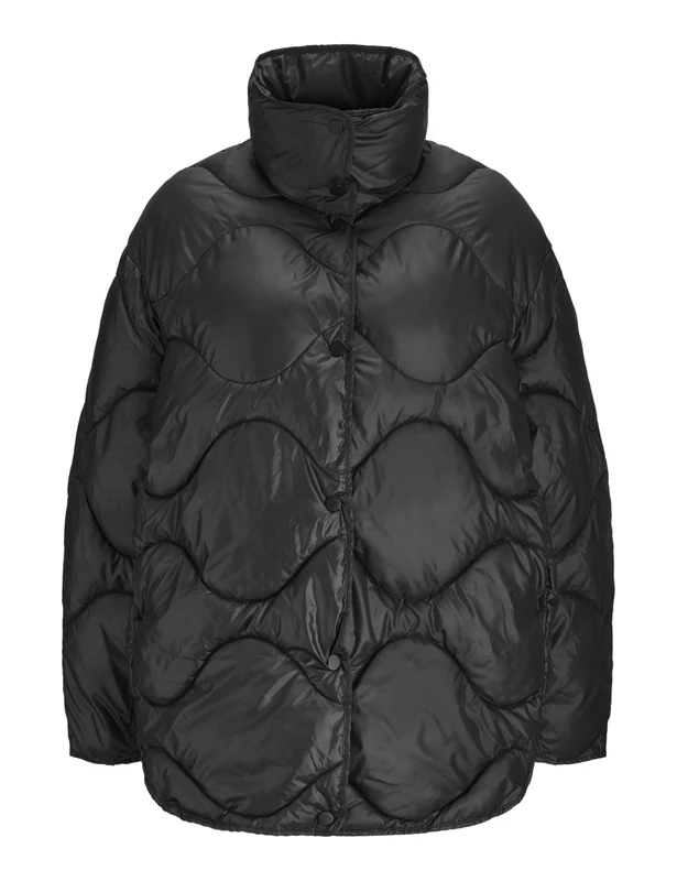 JACK & JONES Women's Jxstella Shiny Quilted Jacket OTW Sn Quilted Jacket, black, L