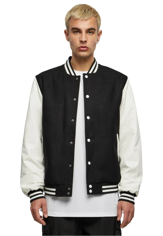 Build your Brand Men's Oldschool College Jacket, black/white, XL