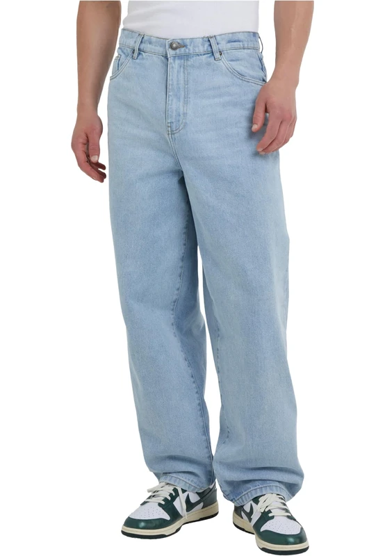 Urban Classics Men's Heavy Ounce Baggy Fit Jeans Pants, New Light Blue Washed,