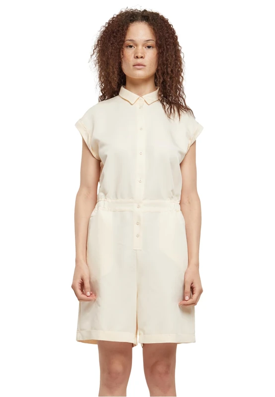 Urban Classics Women's Ladies Viscose Twill Jumpsuit, Whitesand, XXXL