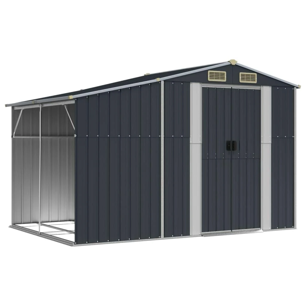 vidaXL Garden Shed - Galvanised Steel Construction, Anthracite Finish, Ample Storage for Yard Equipments and Furniture