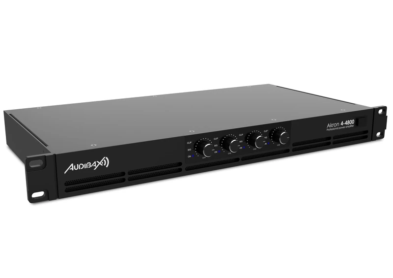 Audibax Akron 4-4800 - Digital Power Amplifier - 600W Adjustable 4-Channel Power - Easy Sound Control - Bridge, Stereo or Parallel Mode Connection - XLR and Speakon