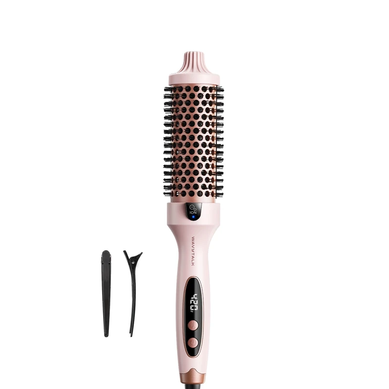 Wavytalk Thermal Brush, 1.5 inch Heated Round Brush for Blowout Look, Dual Voltage, Pink, Sakura, Tourmaline Ceramic, Negative Ion Technology, 5 Temperature Settings - Image 1