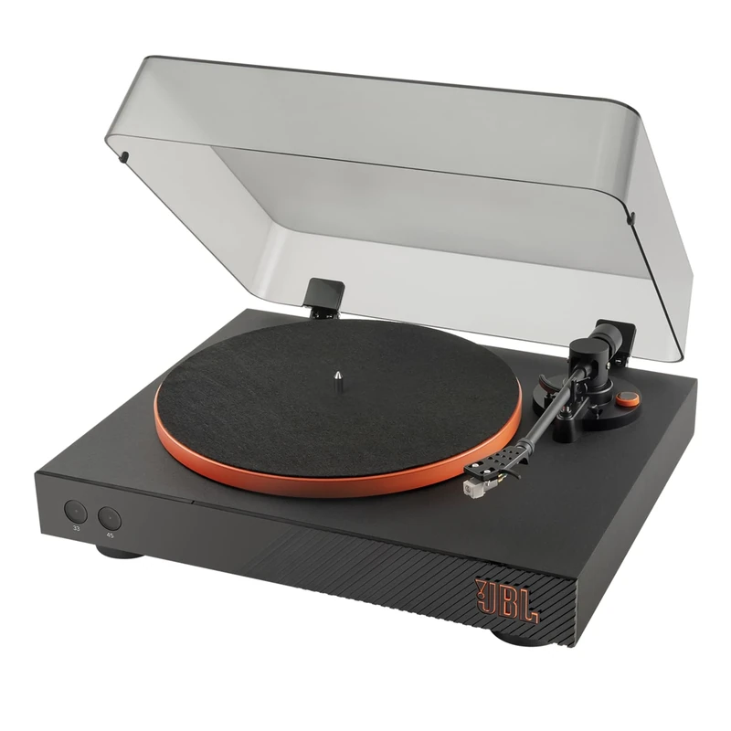 JBL Spinner Bluetooth AptX-HD Record and Vinyl Player for Speakers and Headphones, Black/Orange