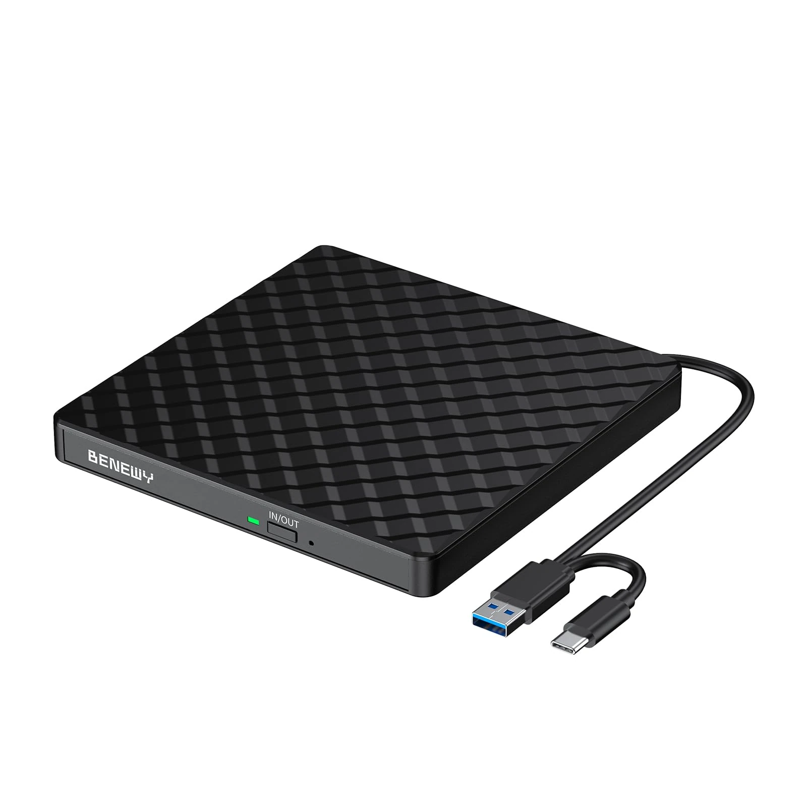 External CD DVD Drive, USB 3.0 and Type-C Portable CD DVD +/-Rw Drive Reader, DVD/CD ROM Burner Rewriter, Slim Optical DVD Drive for Laptop, Desktop, Mac, Macbook, OS/Windows 11/10/8.1/7 /Linux